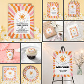 Arch Retro Hier komt het Son Baby shower Kaart