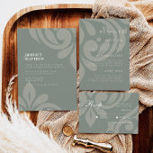 Aardige Olijf Damask Stijlvolle bruiloft Details Informatiekaartje