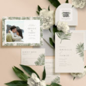 Areca Modern Waterverf Palm Wedding Save the Date