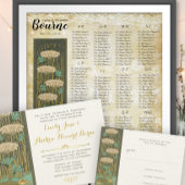 ART DECO Peacock Wedding Seding Chart Poster