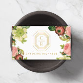 Gouden Art Deco Monogram  Bloemen Brochure Drieluik Kaart