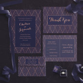 Navy Gold Art Deco Aangepaste bruiloft Uitnodiging