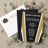 Art Deco Ontwerp Zwart en Goud bruiloft Ronde Sticker (Personaliseer deze collectie van deze onafhankelijke maker. Test)