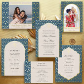 Art Deco Bloem Lotus Mehndi Goud Folie Uitnodiging