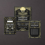 Art Deco Wedding Elegant Gold Black Save the Date Glazen Onderzetter (Personaliseer de collectie van deze zelfstandige maker.)