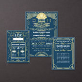 Art Deco Wil je mijn bruidsjonker zijn Goud Blauw Kaart (Personaliseer de collectie van deze zelfstandige maker.)