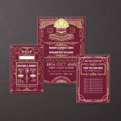 Art Deco Bruiloft Goud Bourgondië RSVP Reactie Kaart (Personaliseer de collectie van deze zelfstandige maker.)