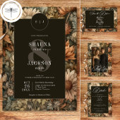 Art Nouveau Brown William Morris Floral Wedding Kaart