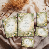 Art Nouveau Daisies Ivoor Green Wedding Save The Date