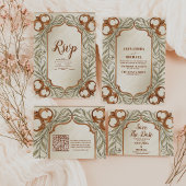 QR Code Art Nouveau Elegante Botanische bruiloft Informatiekaartje