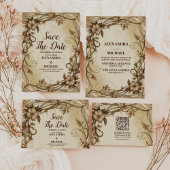 Art Nouveau Gouden Botanische Huwelijk Save The Date