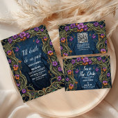 Art Nouveau Gothic Halloween bruiloft RSVP Kaartje