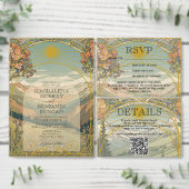 Elegante  Art Nouveau Deco Natuur bruiloft Kaart (Personaliseer de collectie van deze zelfstandige maker.)