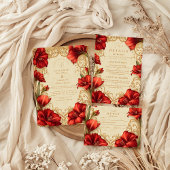 Art Nouveau Rode Amaryllis bruiloft Informatiekaartje