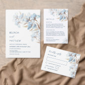 Blauwe Goud Bloem |  Trouwen Etiket (Personaliseer de collectie van deze zelfstandige maker.)
