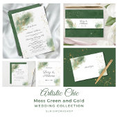 Chique Moss Groen Goud Bruiloft RSVP Kaart