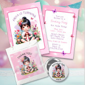 gepersonaliseerd Aziatisch meisje en poppenverjaa Papieren Bordje