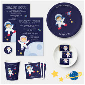Astronaut Space Birthday Party Ronde Sticker