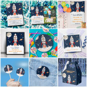 Astronaut Rocket Buitenspace 1ste verjaardag Foto Bedankkaart