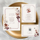 Herfst Anemoon Hand getrokken Border Wedding Detai Informatiekaartje