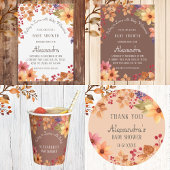 Herfst Rustiek Herfst Baby shower Dank u Ronde Sticker