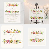 Aangepaste Waterverf Floral Wedding Vierkante Sticker