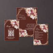 Rosewood Gold Frame QR Code Wedding RSVP Card (Personaliseer de collectie van deze zelfstandige maker.)