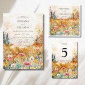 Herfst Kleurrijke Wilde Bloemenweide Bruiloft Save The Date