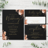 Zwart en Goud Herfst Rustieke Bloemen Foto Bruilof Save The Date (Personaliseer de collectie van deze zelfstandige maker.)