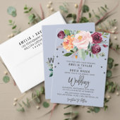Autumn Floral Dusty Blue Dinner Menu Kaart (Personaliseer deze collectie van deze onafhankelijke maker. Test)