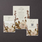 Herfst Bloemen Aardse Tonen Waterverf Herfstbruilo All In One Uitnodiging (Personaliseer de collectie van deze zelfstandige maker.)