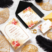 Herfst Bloemen Pampas Gras Bruiloft Kaart