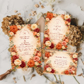 Autumn Floral Romance Wedding Bedankkaart
