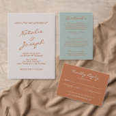 Herfst Hand Geschreven Aarde Pinstripes Bruiloft Menu (Personaliseer de collectie van deze zelfstandige maker.)