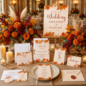 Elegante Herfst Esdoornbladeren Bruiloft Kaart