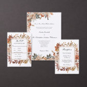 Boho Terracotta Bruine Bloemen Bruiloft Uitnodigin Kaart (Personaliseer de collectie van deze zelfstandige maker.)