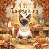 Herfstkat met bloemen voor Thanksgiving Schort