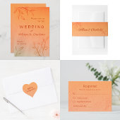 Burnt Oranje Leaves Ombré Autumn Wedding RSVP