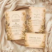 Autumn Wheat Botanical Wedding Kaart