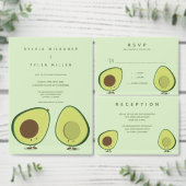 Twee avocado helften groene illustratie bruiloft kaart (Personaliseer de collectie van deze zelfstandige maker.)