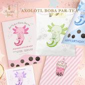 Roze Axolotl Bubble Milk Boba Thee Verjaardagsfees Ronde Sticker
