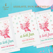 Roze Axolotl Leuk Kids Verjaardagsfeest Bedankkaart