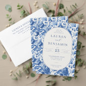 Azure Blooms Wedding Kaart (Personaliseer deze collectie van deze onafhankelijke maker. Test)