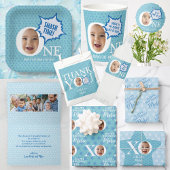 Grappig gezicht blauw verjaardagsfeestje dank u St Ronde Sticker