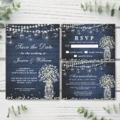 Baby's Breath Mason Jar Rustic Engagement Party Kaart (Personaliseer de collectie van deze zelfstandige maker.)