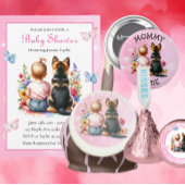 Baby en puppy peetmoeder worden Baby shower Ronde Button 5,7 Cm