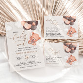 Baby Beer, teddybeer, bruine ballonnen, Baby showe Kartonnen Onderzetters