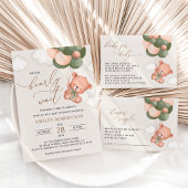 Baby Beer, teddybeer, groene ballonnen, Baby showe Etiket