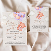 Baby Beer, Paarse ballonnen, eerste verjaardag Waterfles Etiket