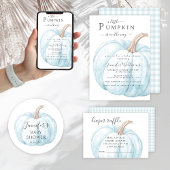 Schattige blauw kleine pompoen thema baby boy show papieren bordje